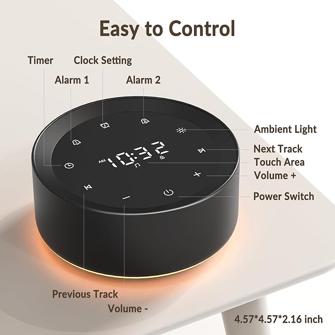 White Noise Sound Machine Alarm Clock 7 Colors Night Light Sound Machine for Adult/Baby 20 Soothing Sounds 31 Level Volume 6 Level Screen Brightness 5 Timer Set Memory Function Touch Control-Ruum Studio Home