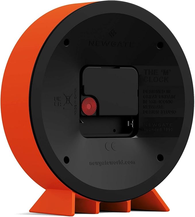 NEWGATE® M Mantel Echo Desk Clock | Modern Round Design | Pumpkin Orange | Easy to Read Numbers | Contemporary Style for Desk, Table, Shelf or Bedside-Ruum Studio Home
