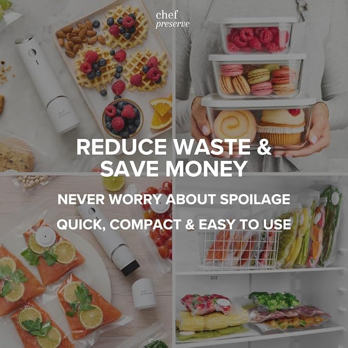 Chef Preserve Glass Vacuum Seal Containers for Food Storage, Made For Compact Vacuum Sealer, 3pcs set [1x Small, 1x Medium, 1x Large] Works With Handheld Vacuum Sealer Machine-Ruum Studio Home