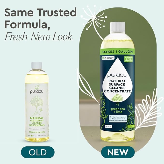 Puracy 99.9% Natural All Purpose Cleaner Concentrate - Makes 128oz Multi Purpose Cleaner - Green Tea & Lime - Surface Cleaner, Floor Cleaner, Kitchen, Cleaner, Bathroom Cleaner - Cleaning supplies-Ruum Studio Home