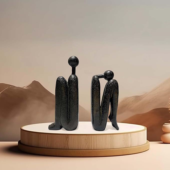 Thinker Decorative Bookends, Book Stopper Holder Nonskid, Book Ends for Shelves Living Room Office Home Decor, 1Pair/2Piece 9''-Ruum Studio Home