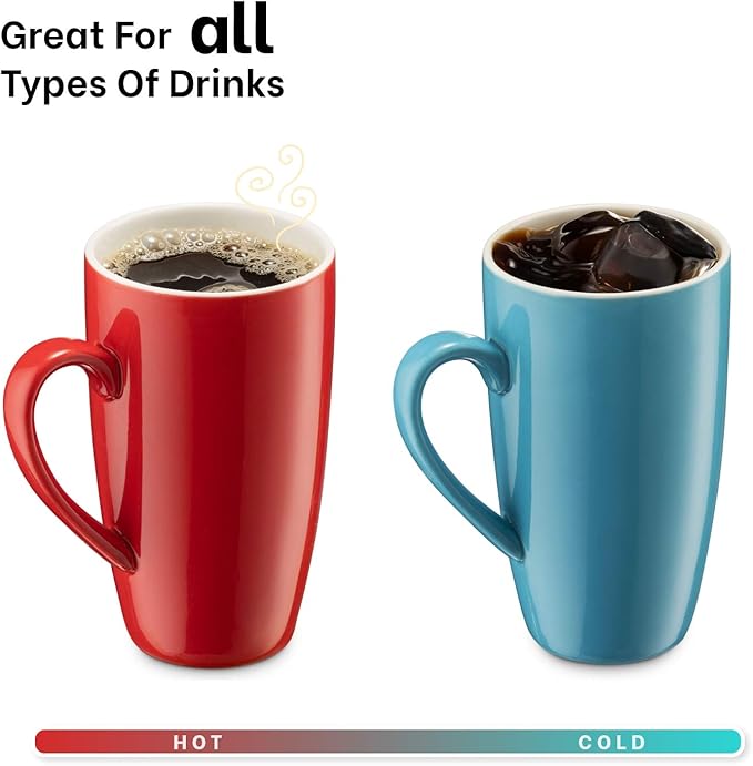 MITBAK 6-Pack Ceramic Coffee Mug Set with Lids (16-Ounce) | Large Colored Insulated Tumbler Mugs Set Great for Taking Your Coffee & Tea To-Go | Excellent Choice for Camping, Travel & Office-Ruum Studio Home