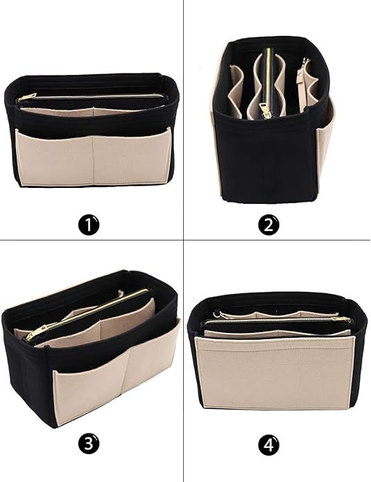 LEXSION Felt Purse Bag Organizer Insert with zipper Bag Tote Shaper Fit Speedy Neverful PM MM-Ruum Studio Home