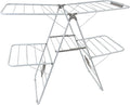 Large Capacity Double Drying Rack, Folding Rustproof Drying Rack with Non-Slip Clips and Drainage Shoe Rack, Height Adjustable, Airy and Quick Drying, Suitable for Balcony and Outdoor Use-Ruum Studio Home