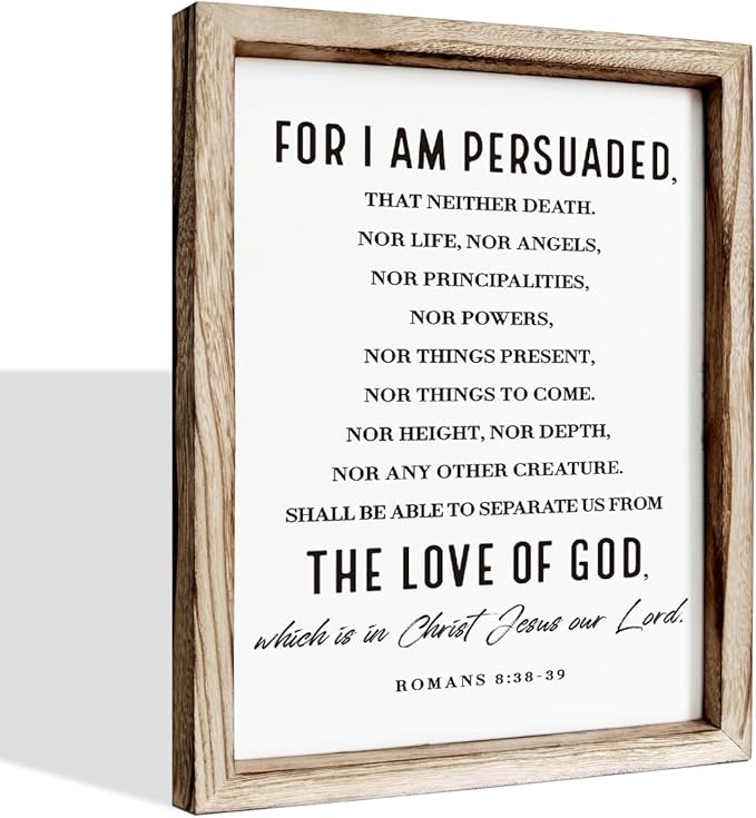 Christian Wooden Wall Sign, Decorative Signs for Home Decor, Religious Artwork, Bible Verse Decoration, Framed Wall Plaque Sign 15 * 11.5 inches, For I am Persuade-Ruum Studio Home
