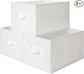 StorageWorks Storage Baskets for Shelves, Foldable Fabric Closet Storage Bins with Handles, Fabric Storage Bins Clothes Organizer, White, 3-Pack, Large-Ruum Studio Home