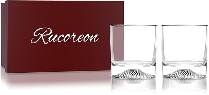 Crystal Whiskey Glasses Set of 2 – 10oz Old Fashioned Rocks Glass for Scotch, Bourbon, Rum & Cocktail – Premium Gift for Men, Dad, or Husband-Ruum Studio Home