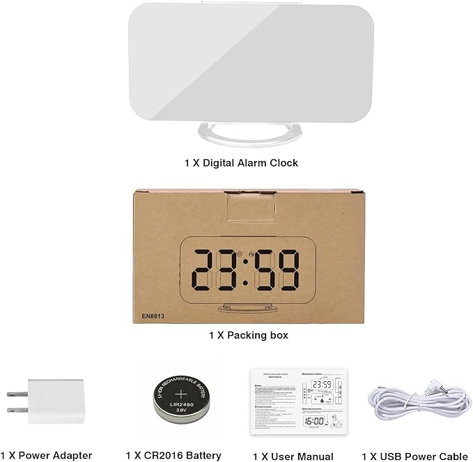 SZELAM Digital Alarm Clock,LED RGB Colorful Clocks,with Mirror Surface Large Display,2 USB Charger Ports,Auto Dimming,Modern Desk Clock for Bedroom Home Office Decor- White-Ruum Studio Home