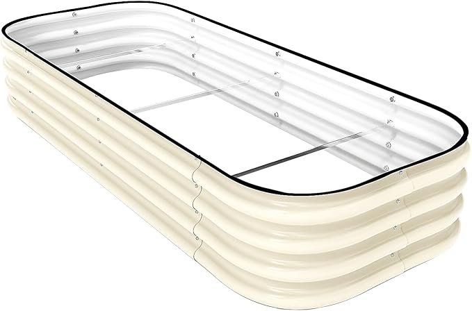 DaisyVibe Raised Garden Bed Kit, Planter Raised Garden Boxes Outdoor, Oval Large Metal Raised Garden Beds for Vegetables Flowers (White, 5ftx2ftx1ft)-Ruum Studio Home