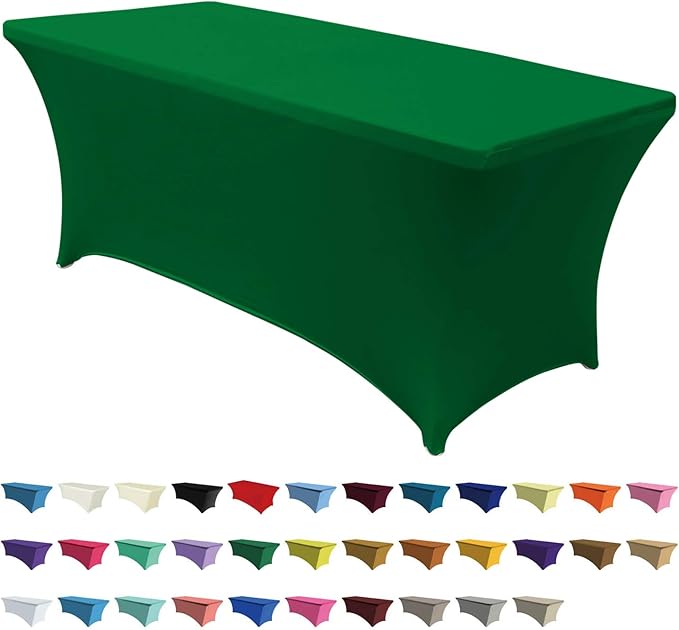 ABCCANOPY 6 FT Forest Green Spandex Table Cover Stretch Fitted Wrinkle Resistant Tablecloth Reuse for Rectangular Folding Table Patry Event Wedding Banquet Protector-Ruum Studio Home