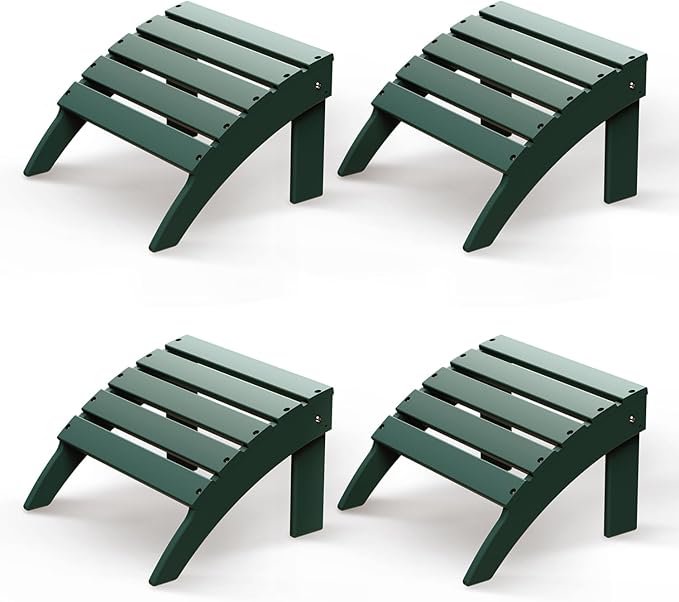 GREENVINES Adirondack-Ottoman | Set of 4 | HDPE Plastic | Outdoor Footrest | All Weather | Foot Rest | Foot Stool | Forest | for Adirondack Chair | for Patio Backyard Pool-Ruum Studio Home