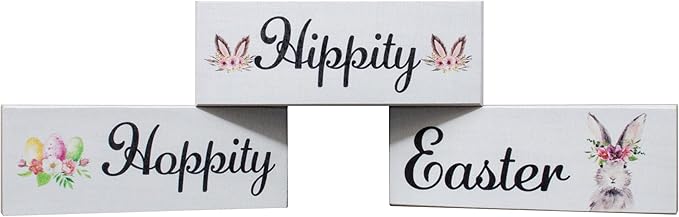 JennyGems Easter Bunny Decor 3pc Wooden Block Set, Tiered Tray, Wreath and Tabletop Decor for Easter Decorations-Ruum Studio Home