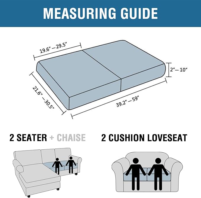 H.VERSAILTEX Super Stretch Individual Seat Cushion Covers Sofa Covers Couch Cushion Covers Slipcover Sets Thick Jacquard Textured Twill Fabric (2 Piece Medium Sofa Cushion Covers, Sand)-Ruum Studio Home