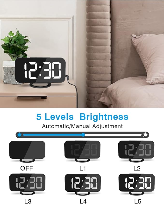 SZELAM LED RGB Digital Alarm Clock,with 11 Color Modes Display,Mirror Surface,Dual USB Charger Ports,Modern Desk Clocks for Bedroom Home Office Decor- Black-Ruum Studio Home