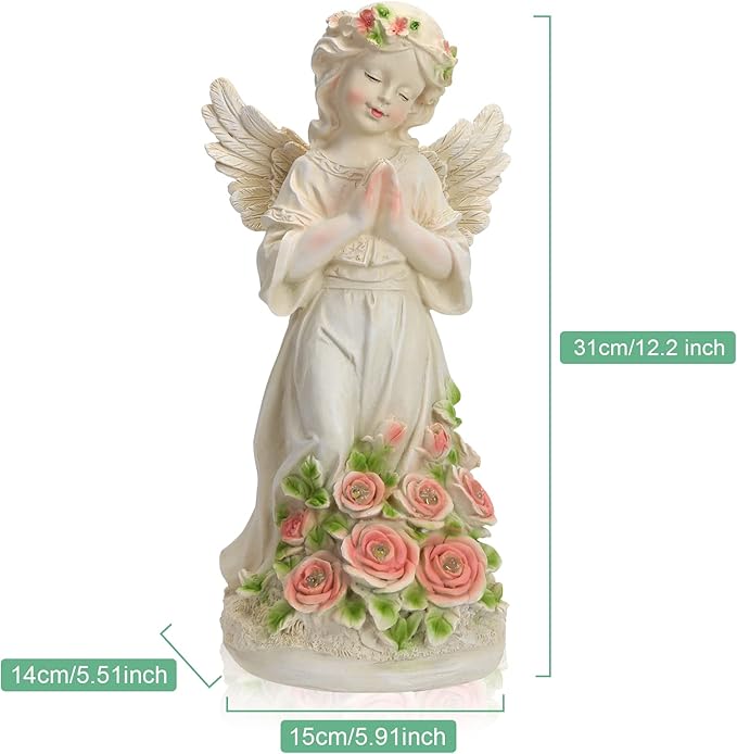 Garden Decor Angel Statue, Outdoor Patio Garden Sculptures & Statues, Solar Yard Decorations Lawn Ornaments Figurines for Outside-Ruum Studio Home