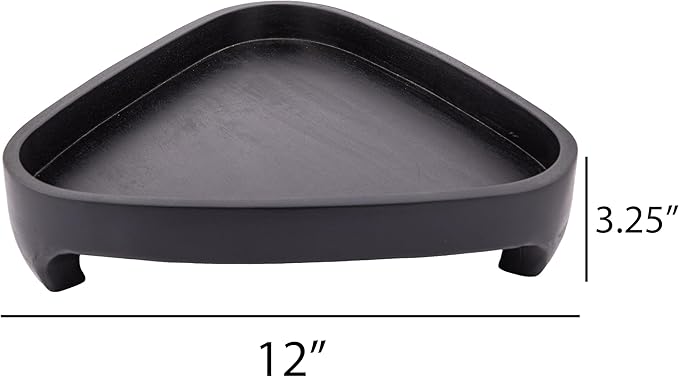 Mango Wood Serving Triangular Tray – 12x11.5x3.25 Inch Decorative Tray for Serving in Bed, Appetizers, Table, BBQ, Patio, Party – Perfect for Lap and Couch Use, Matt Finish, Black-Ruum Studio Home