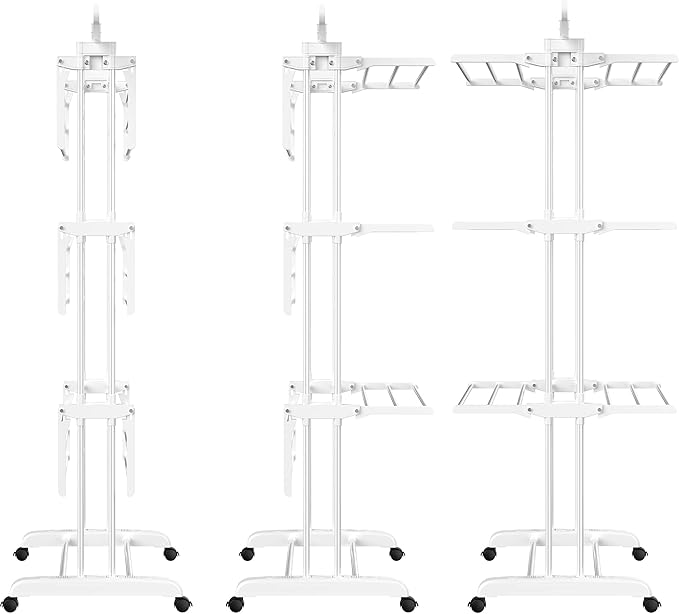 HOMIDEC Clothes Drying Rack, Large 4-Tier Foldable Drying Rack Clothing(67.7H x 19.7W x 30L Inches), Movable Drying Rack with 4 castors. Multifunctional Stainless Steel Laundry Drying Rack, White-Ruum Studio Home