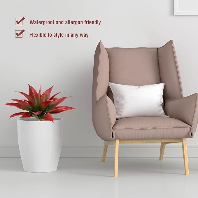 Artificial Agave Plants,Large UV Resistant Fake Agave Planters for Indoor and Outdoor Decorating Tropical Plant Succulents Greenery Indoor Decor (2Pack,18" Red)-Ruum Studio Home