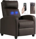 BestMassage | Recliner Chair | with 2 Point Massage Function | Pu Brown | with Lumbar Support, Adjustable Push Back, Footrest & Padded Seat | Easy Assembly | for Living Room, Home Theatre-Ruum Studio Home