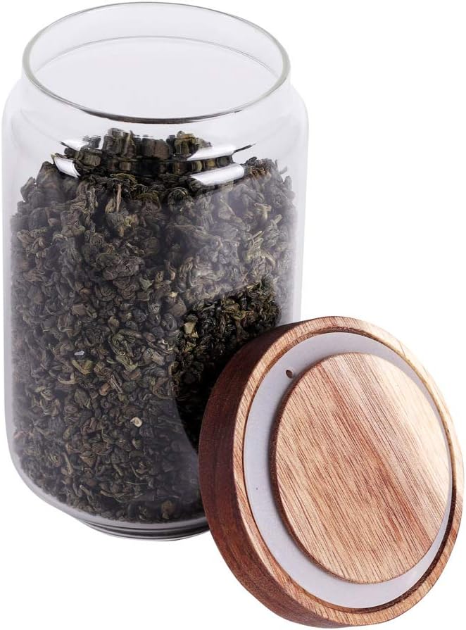 Glass Tea Canister, 25 FL OZ/ 750ml Bulk Food Storage Jar with Airtight Acacia Lid, Glass Food Container for Loose Leaf Tea, Coffee Bean(6 inch high)-Ruum Studio Home