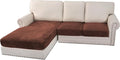 H.VERSAILTEX Velvet Stretch Sectional Couch Covers 3 Pieces Sofa Seat Cushion Covers L Shape Separate Couch Cover for Both Left/Right Sectional Couch (Large Sofa 2 Seater + 1 Chaise, Burnt Brick)-Ruum Studio Home
