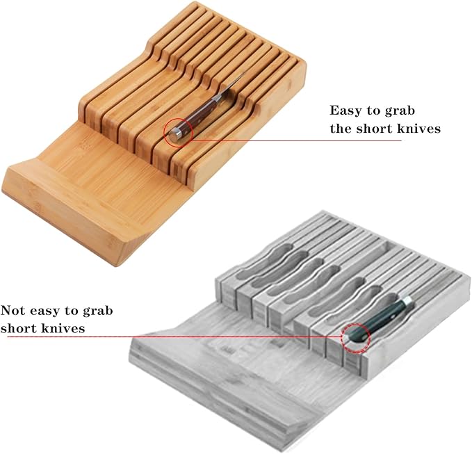 Bamboo Kitchen Drawer Knife Block, In drawer Knife Holder, Knife Drawer Organizer fit for 13 knives-Ruum Studio Home