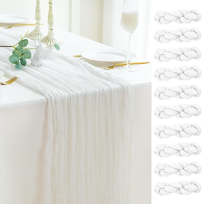 Sioloc Ivory White Cream Cheesecloth Table Runner Fall Autumn Decor for Home 10ft Table Cloth for Tea Wedding Birthday Party Baby Bridal Shower Halloween Thanksgiving-Ruum Studio Home
