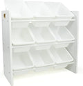 Humble Crew 9-Bin Toy Organizer – Cambridge White Plastic Bins, 3-Tier Storage Solution for Kids' Playrooms and Nurseries-Ruum Studio Home
