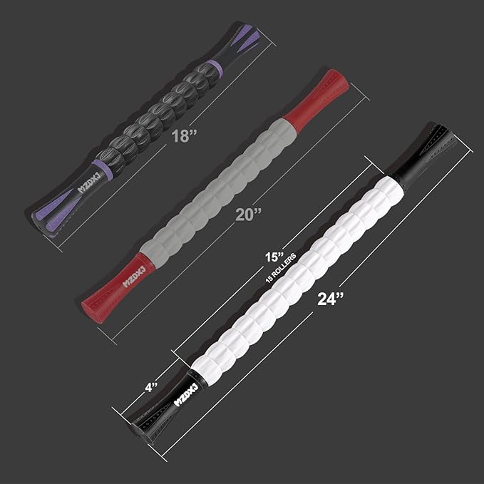 MZDXJ Muscle Roller Stick for Athletes - Deep Tissue Fascia Blaster & Roller Massager for Myofascial Pain Relief - Handheld Physical Therapy & Recovery Tool(-Black White-24 inch)-Ruum Studio Home