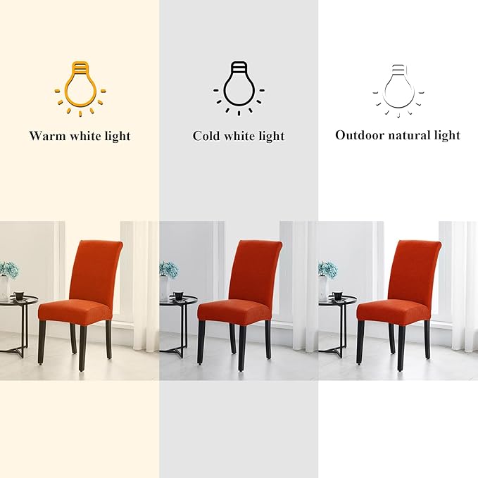 Joccun Chair Covers for Dining Room Set of 6,Dining Chair Slipcovers Stretch Dining Room Chair Covers Seat Protector,Parsons Chair Cover for Home,Hotel,Banquet(Pureed Pumpkin,6 Pack)-Ruum Studio Home