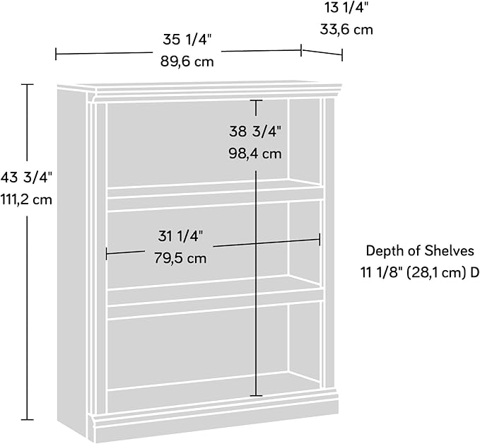 Sauder 3 Tier Book Shelf Wooden Bookcase Multipurpose Bookshelf for Home Office, Living Room, in Laurel Oak-Ruum Studio Home