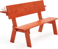 AVAWING Outdoor Convertible Wood Bench with Backrest, Patio Wood Convert a Bench, Space-Saving 2-in-1 Picnic Table Chairs Set for Backyard, Porch, Patio, Garden, Tangerine-Ruum Studio Home