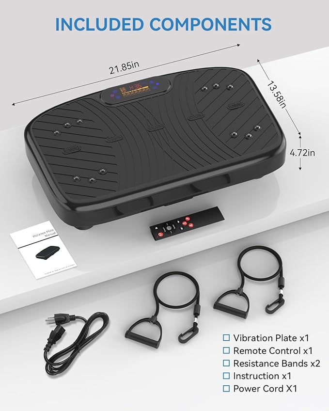 Vibration Plate Exercise Machine, Vibration Plate Platform for Lymphatic Drainage, 200 Adjustable Speeds Power Shaping Vibrating Plate Helps Weight Loss, Shaping, Max Weight 450 Lbs-Ruum Studio Home