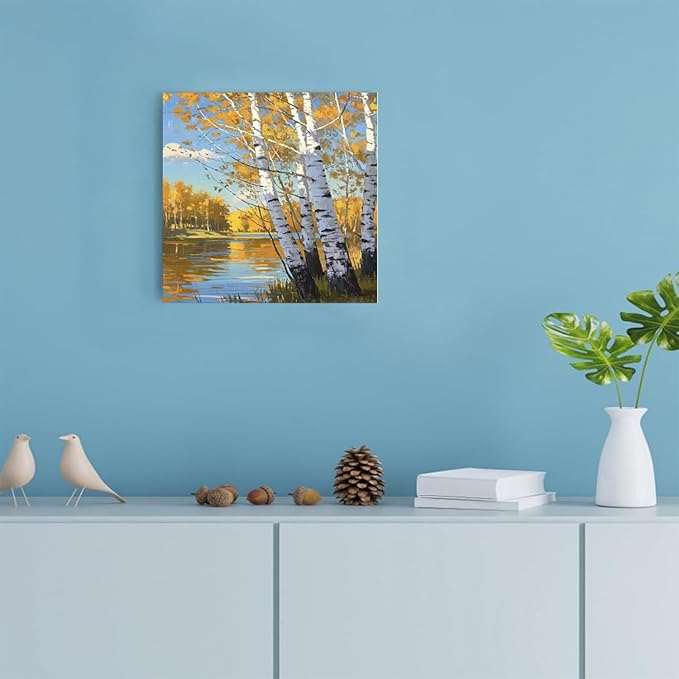 Poplar trees beside the blue sky and white clouds are suitable for living rooms bedrooms and offices Landscape posters and wall paintings-Ruum Studio Home