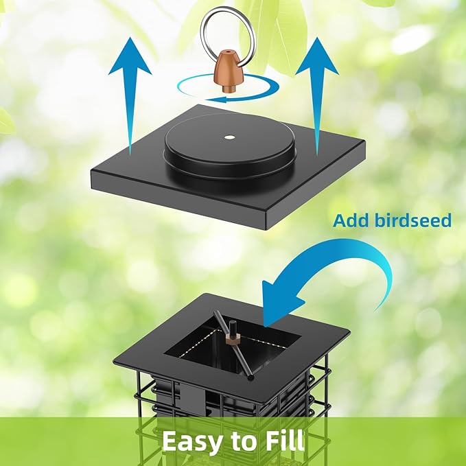 KRUOO Metal Squirrel Proof Bird Feeder for Outdoors Hanging,Wild Bird Feeders for Outside, 2.5 lb Capacity-Ruum Studio Home