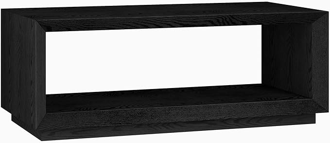 Henn&Hart 48" Rectangular Coffee Table with Open Storage Shelf for Living Room, Family Room, or Office, Black Grain-Ruum Studio Home