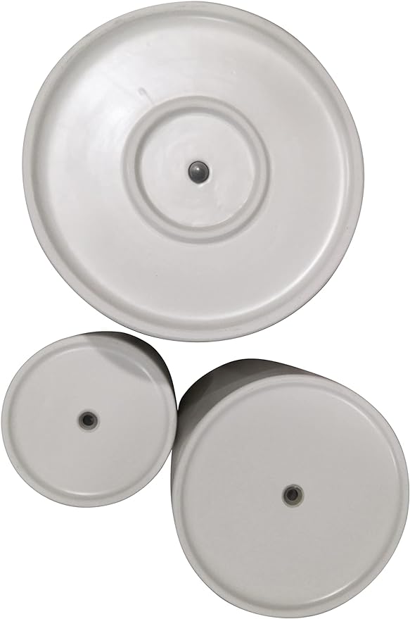 Amazon Basics Assorted Sizes Fluted Ceramic Round Indoor Outdoor Planters with Drainage, Set of 3, Modern Design, 6 inch, 8 inch, 10 inch, White-Ruum Studio Home