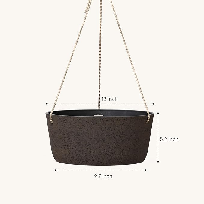 La Jolie Maison Large Hanging Planters - 12 Inch Outdoor Flower Pots, Hanging Garden Planters Set of 2, Iron Color-Ruum Studio Home
