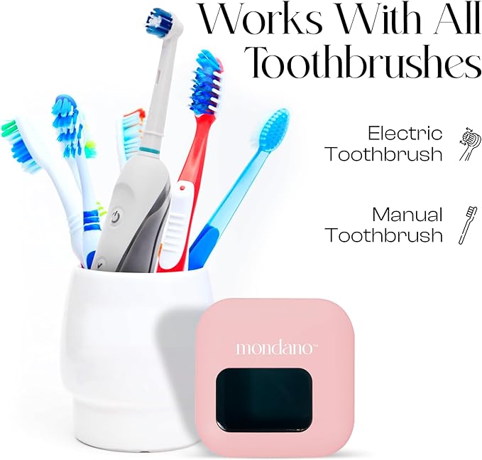 Mondano UV-C Toothbrush Sanitizer and Holder, Toothbrush Case - Manual/Electric Toothbrush Cover for Any Toothbrush Head - Rechargeable Toothbrush Travel Case, Tooth Brush Cover Cap for Home-Ruum Studio Home