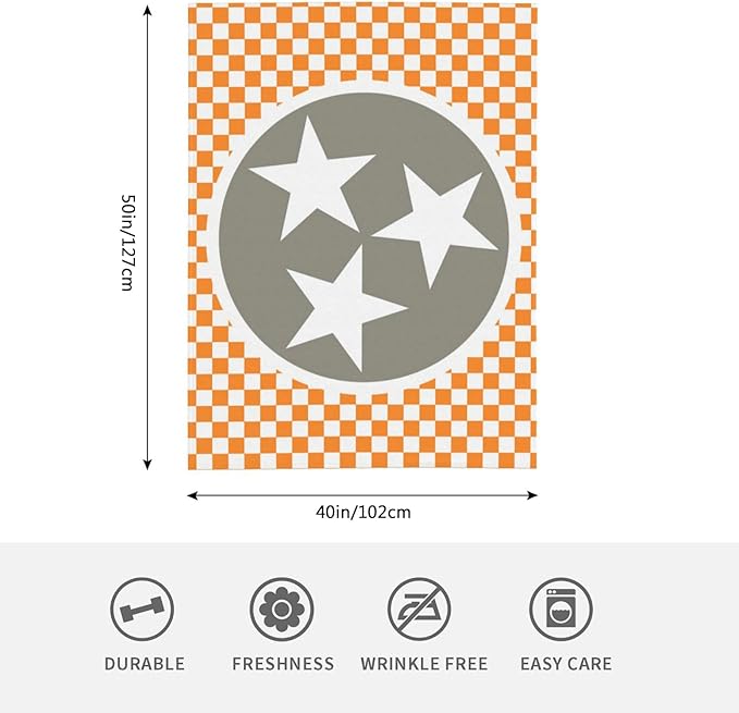HGOD DESIGNS Tennessee Throw Blanket Ultra Soft Warm All Season Tennessee Orange Grey Star Flag Decorative Fleece Blankets for Bed Chair Car Sofa Couch Bedroom 40"X50"-Ruum Studio Home