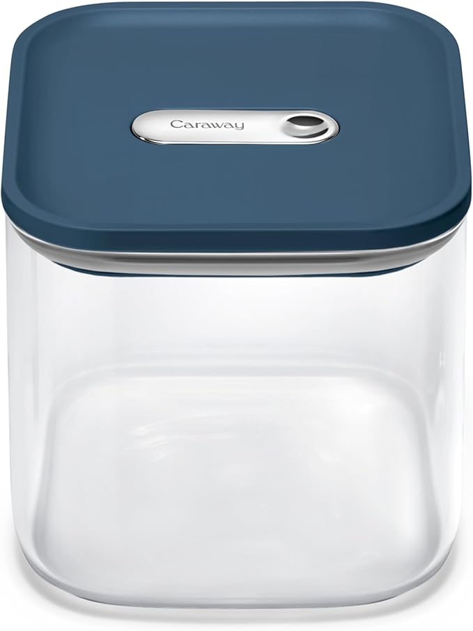 Caraway 2.5qt Glass Airtight Food Storage Container with Lid – Non-Toxic, BPA-Free Kitchen Storage Container – Stackable, Space-Saving Airtight Container for Dry Goods and More - Navy-Ruum Studio Home