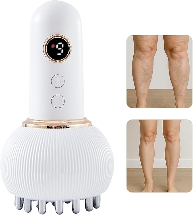 Leg Massager for Circulation and Pain Relief, Lymphatic Drainage & Varicose Veins Support - Calf, Foot & Knee Massager with SoothingPulse, Heat, Light & Vibration – Ideal for Swelling & Fatigue, White-Ruum Studio Home