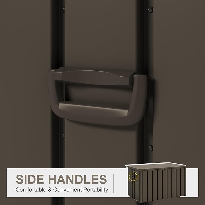 PURPLE LEAF Outdoor Deck Box 160 Gallon Waterproof Lockable Storage Box Container with Lid Deck Organization for Patio Cushions Side Table Pool Accessories Garden Tools, Brown-Ruum Studio Home