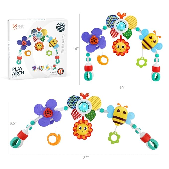 Baby Stroller Arch Toys,Adjustable Crib Mobile for Bassinet with Sensory Play Accessories and Hanging Toys,Baby Travel Car Seat Toys for Toddler Boy Girl 0 3 6 9 12 24 Months-Ruum Studio Home