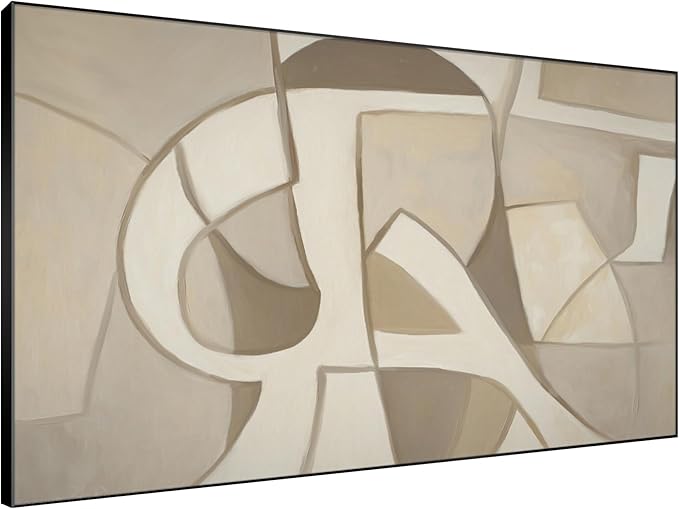 SIGNWIN 46"x72" Extra Large Framed Wall Art Neutral Abstract Geometric in Mid-Century Style, Retro-Inspired Design for Home Living Room Bedroom Decor (Frame Assembly Required)-Ruum Studio Home