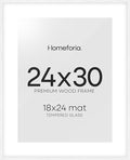 Homeforia 24x30 Poster Frame White, High End Oak 24 x 30 White Wood Picture Frames with Mat 18 x 24 for Photo, 24x30 Wooden Frame Matted to 18x24, 30x24 Large Frame, Tempered Glass, Wall Kit, Set of 1-Ruum Studio Home
