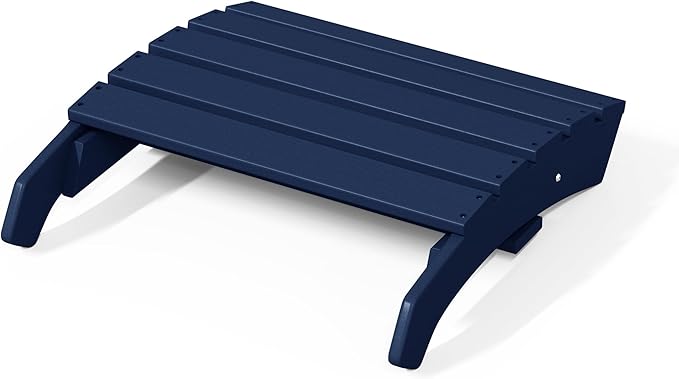 WestinTrends Dylan Outdoor Patio HDPE Adirondack Ottoman Footrest, Navy Blue-Ruum Studio Home