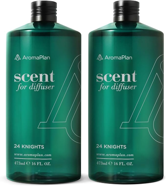 Aromaplan Hotel Scents 24 Knights 16 Fl Oz 2 Pack (946ml), Home Luxury Aroma & Hotel Fragrance Diffuser Oil- Hotel Diffuser Oil for Aromatherapy- USA Made, Bigger Bottle, Bolder Aroma & Longer Lasting-Ruum Studio Home