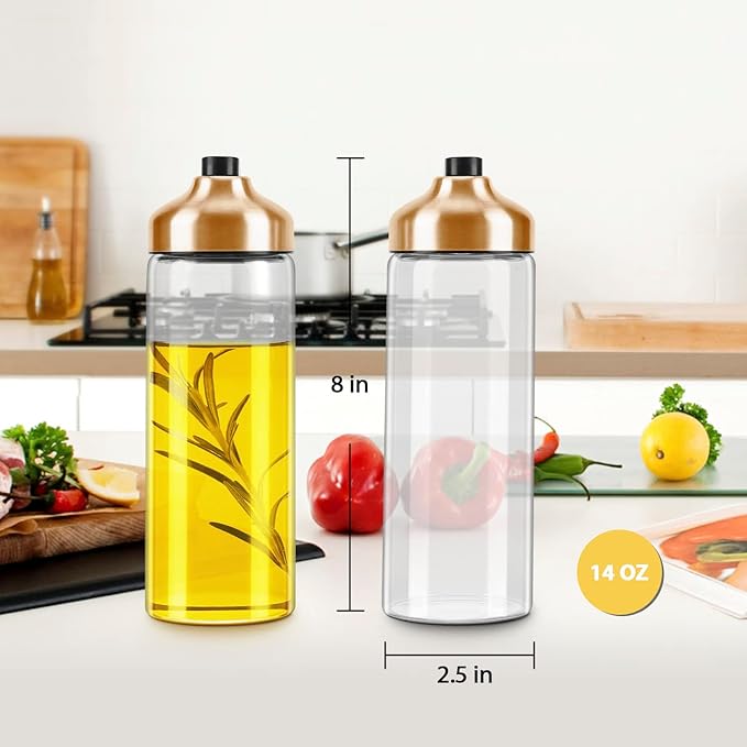 Aelga Copper Kitchen Accessories - Glass Oil Dispenser - Copper Olive Oil Dispenser Bottle for Kitchen with Stainless Steel Spout-Ruum Studio Home