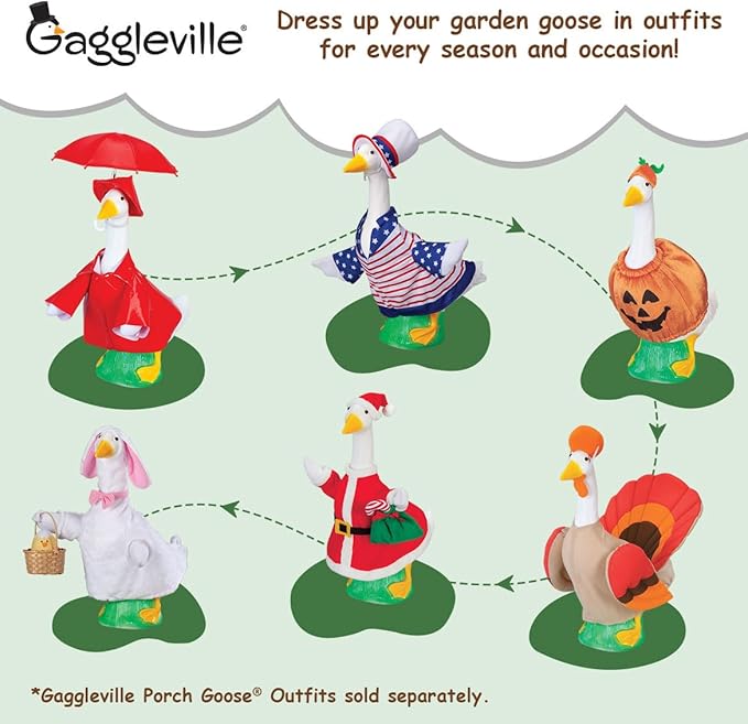 Fox Valley Traders Gaggleville Porch Goose Baby Statue – Charming 17" Outdoor Decorative Figurine for Garden, Patio, or Entryway Accent-Ruum Studio Home